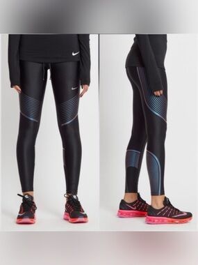 NIKE POWER SPEED FLASH REFLECTIVE RUN black leggings size M